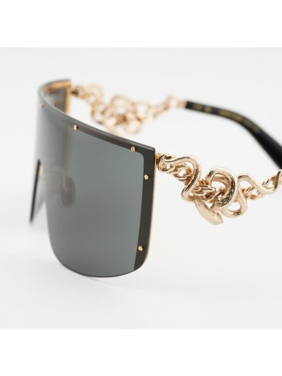 Roberto Cavalli SRC015M 0300 Sunglasses Gold Shield Frame, Brown Lenses main image 6